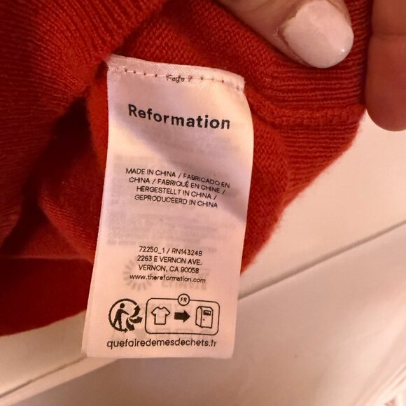 Reformation Louise Cashmere Polo Sweater Red - Size M - Picture 5 of 6